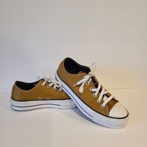 Converse brown leather platform shoes mens sz.10
